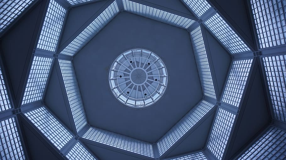 Hexagonal Blue Roof Wallpaper, architectural design, architecture HD wallpaper