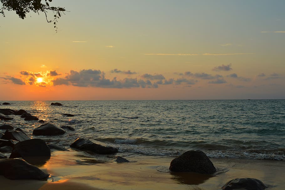 sunset, evening, sky, nature, landscape, dusk, mood, afterglow HD wallpaper