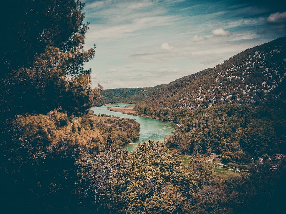 river, nature, water, sky, plant, cloud - sky, tree, beauty in nature HD wallpaper