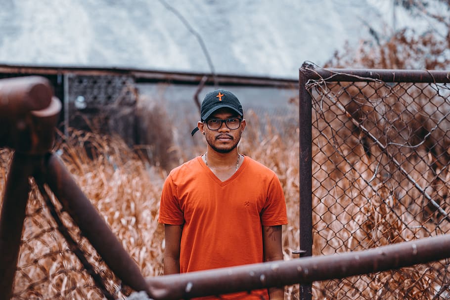 Man Standing Near Fence On Focus Photo, person, front view, one person HD wallpaper