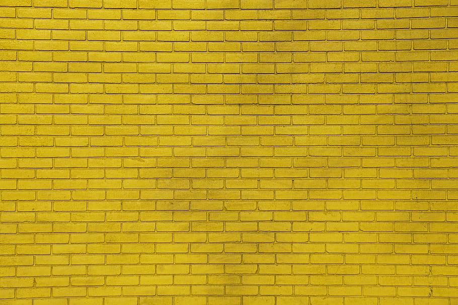 yellow wall bricks, backgrounds, textured, full frame, pattern HD wallpaper