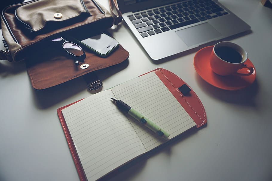 White Ruled Paper Under Green Ball Point Pen, coffee, cup, desk HD wallpaper