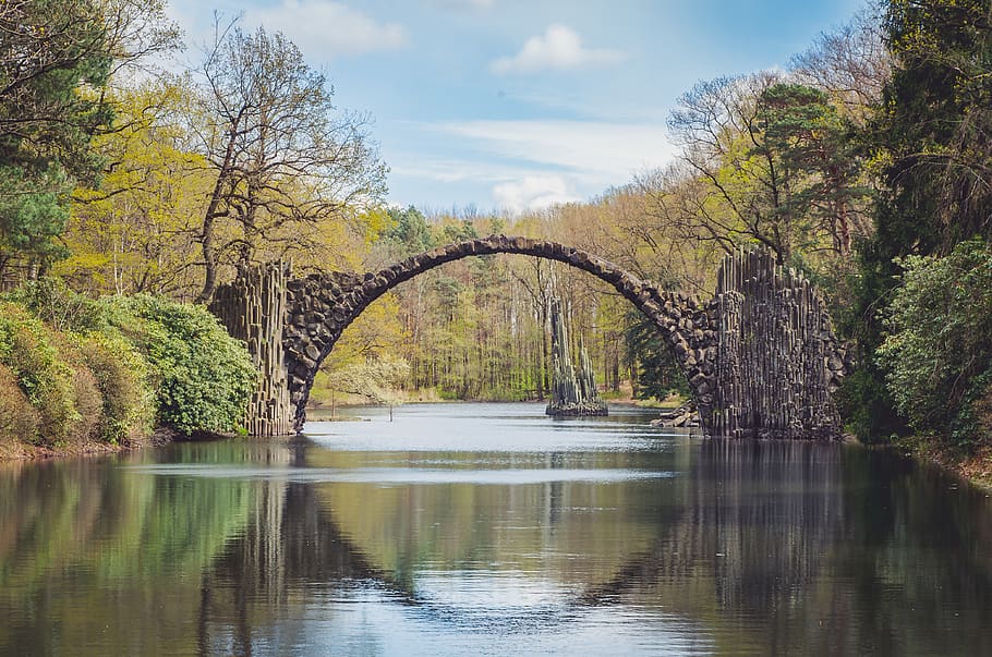 trees, lake, forest, nature, peace, mind, mindless, bridge HD wallpaper