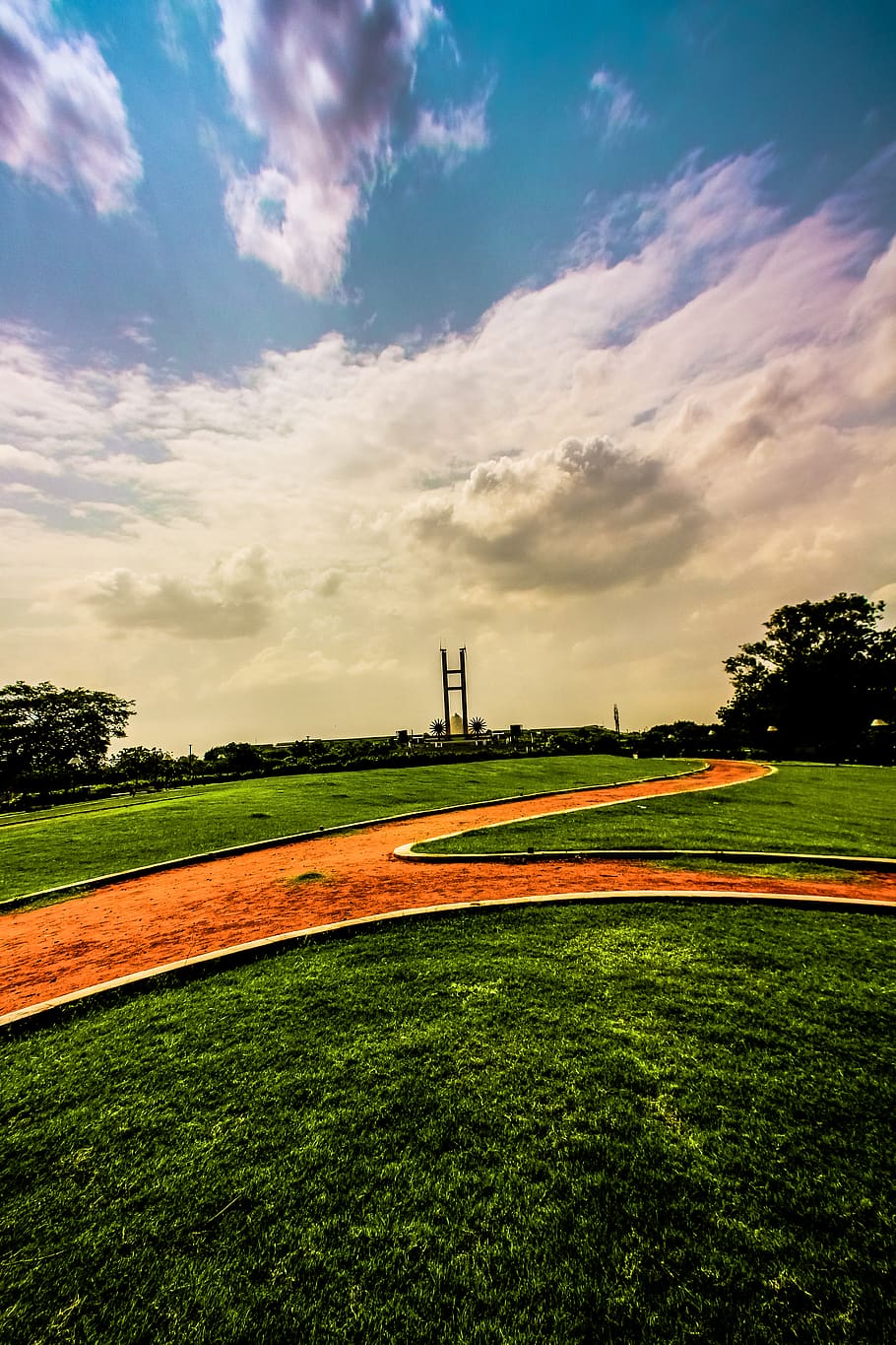 sky, cloud - sky, plant, grass, green color, sport, nature HD wallpaper