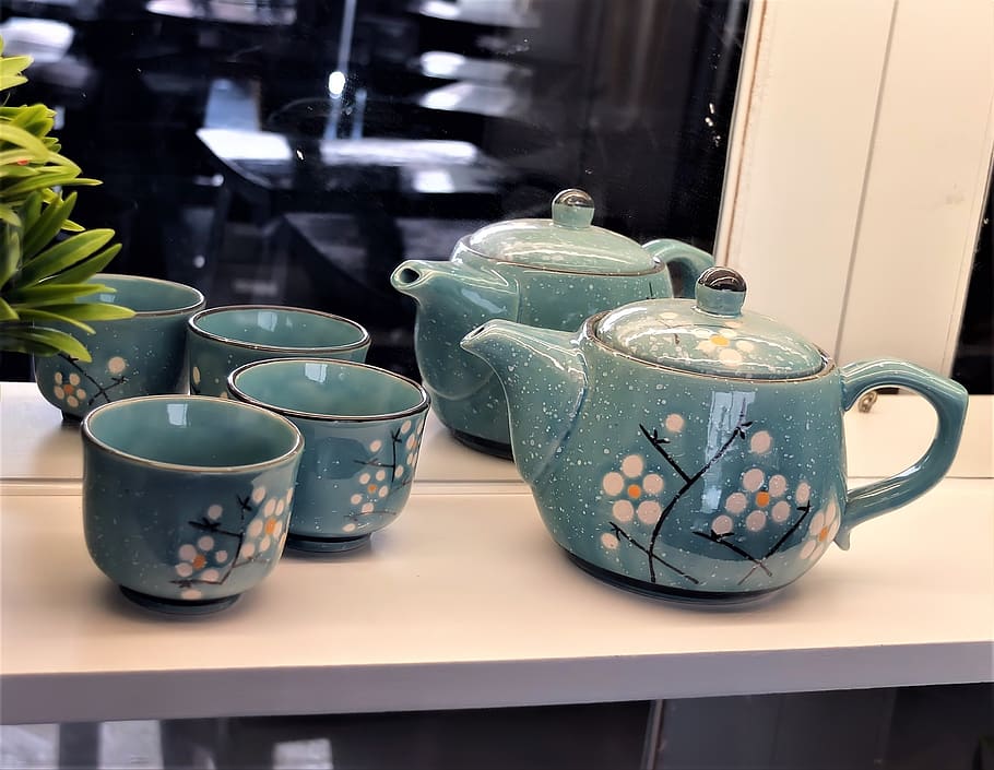 small, ceramic, teapot, asian, design, color, clam, reflection HD wallpaper