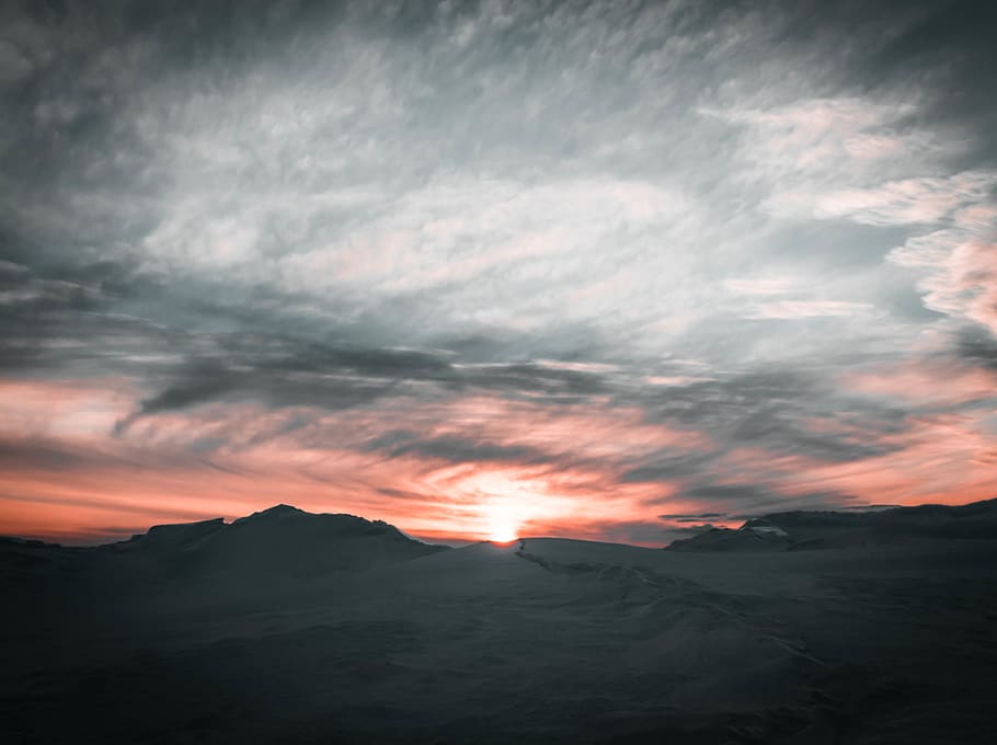 gray rocky mountain during sunset, sky, cloud - sky, beauty in nature HD wallpaper