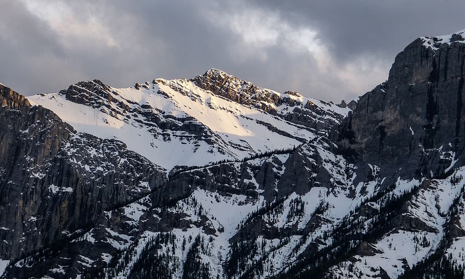 canmore, canada, rock, melt, melting, spring, cloud, sky, sun HD wallpaper