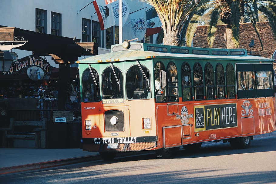 trolley, mode of transportation, architecture, building exterior HD wallpaper