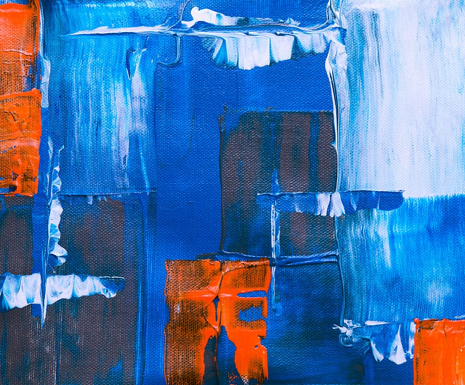 blue, orange, and white surface, no people, water, paint, full frame HD wallpaper