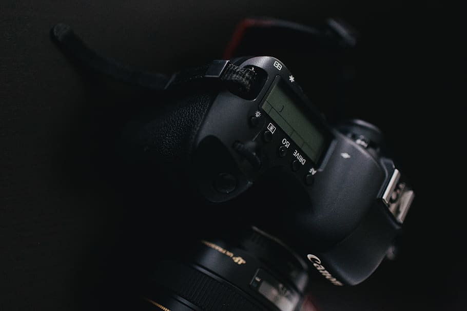 black SLR camera, electronics, digital camera, camera lens, video camera HD wallpaper