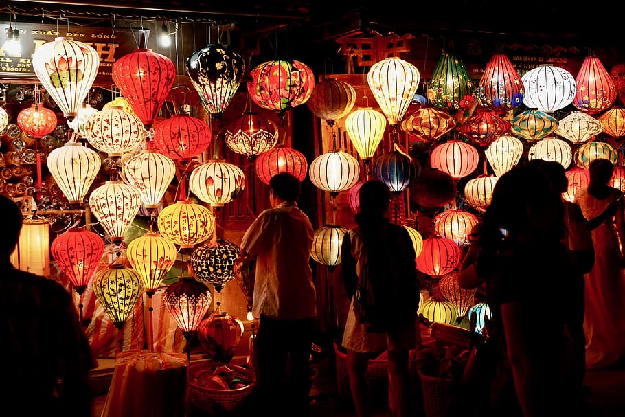 vietnam, hội an, lighting equipment, lantern, hanging, illuminated, HD wallpaper