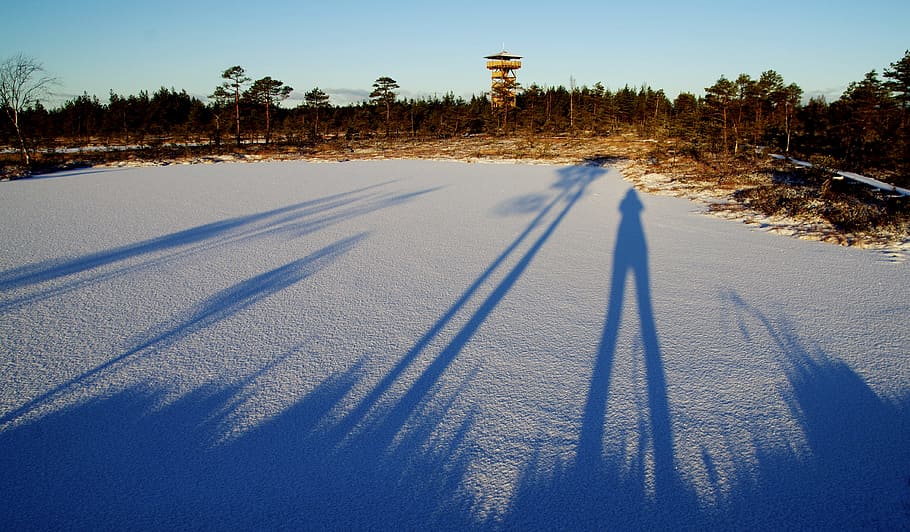 Photo of Shadow of a Person on the Snowfield, cold, dawn, daylight HD wallpaper