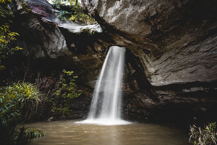 waterfalls photo, scenics - nature, long exposure, motion, rock HD wallpaper
