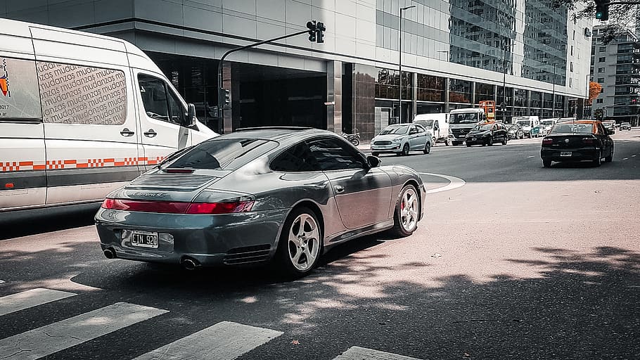 gray sportscar, transportation, vehicle, automobile, asphalt HD wallpaper