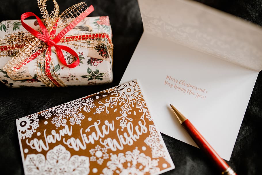 Christmas wishes card, wishing card, greeting card, xmas, pen