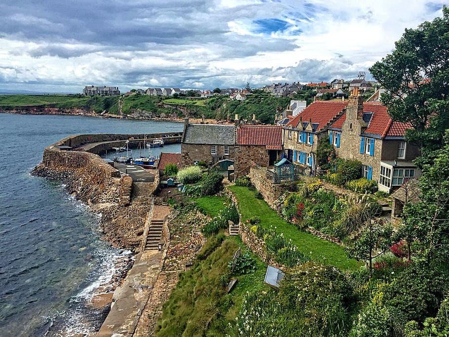 united kingdom, crail, crail harbour view, fife, scotland, architecture, HD wallpaper