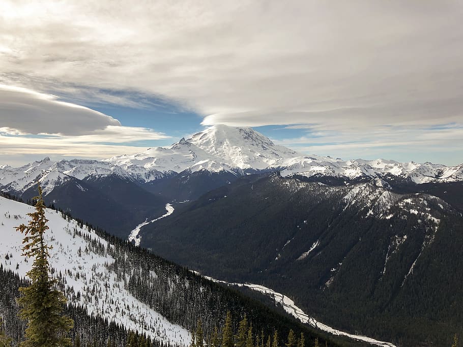 white and green mountain under white cloud, snow, cold temperature HD wallpaper