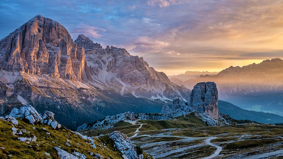 gray mountain, sky, scenics - nature, mountain range, beauty in nature HD wallpaper