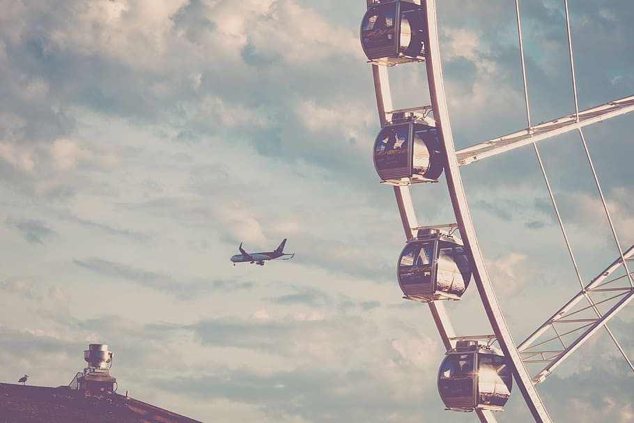airplane flying under cloudy sky, transportation, vehicle, aircraft HD wallpaper