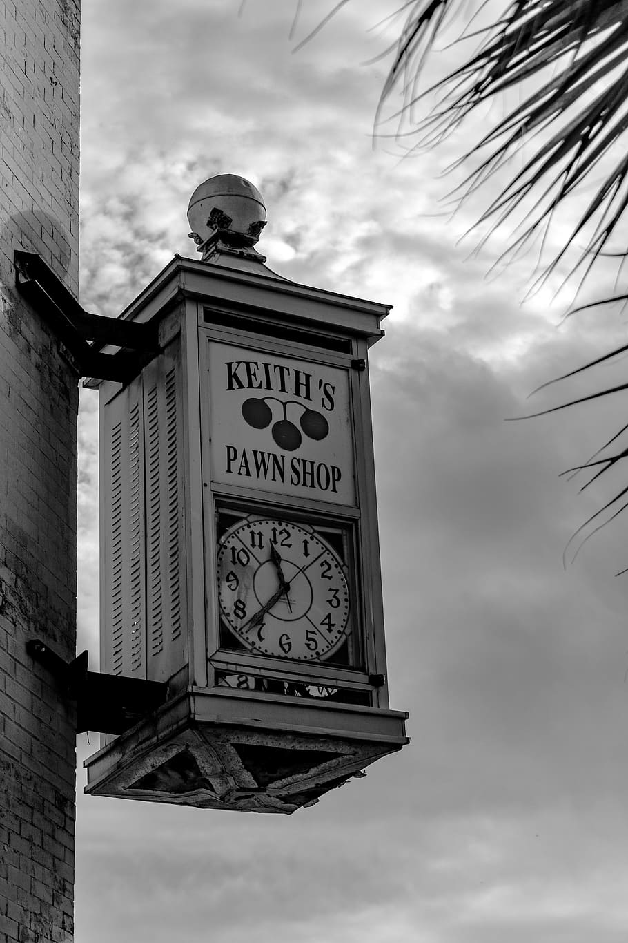 clock, pawn shop, small town, history, relic, black and white, HD wallpaper