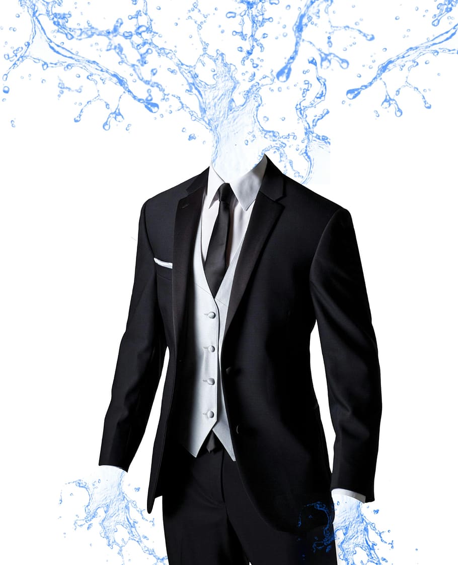 water, splash, suit, man, water man, fantasy, imagination, illusions, HD wallpaper