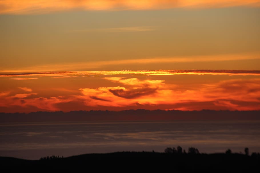 sunset, mood, nature, landscape, romantic, sky, orange color HD wallpaper