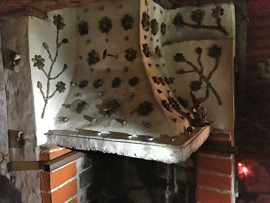 fireplace, house, indoors, no people, old, floral pattern, flooring HD wallpaper