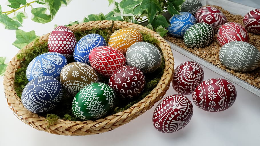 sorbian easter eggs, easter decoration, wax technique, happy easter HD wallpaper