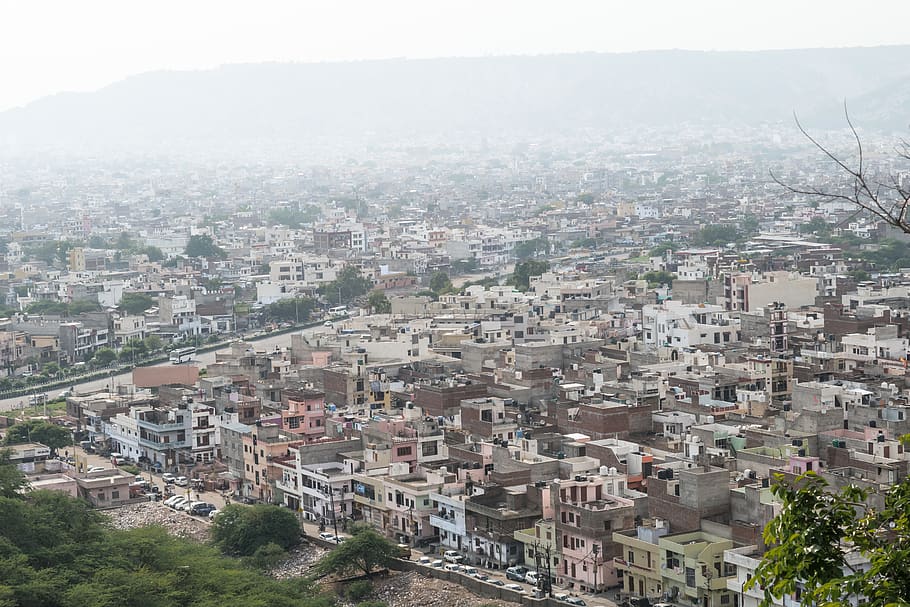 india, jaipur, houses, architecture, rajasthan, suburbs, landscape, HD wallpaper