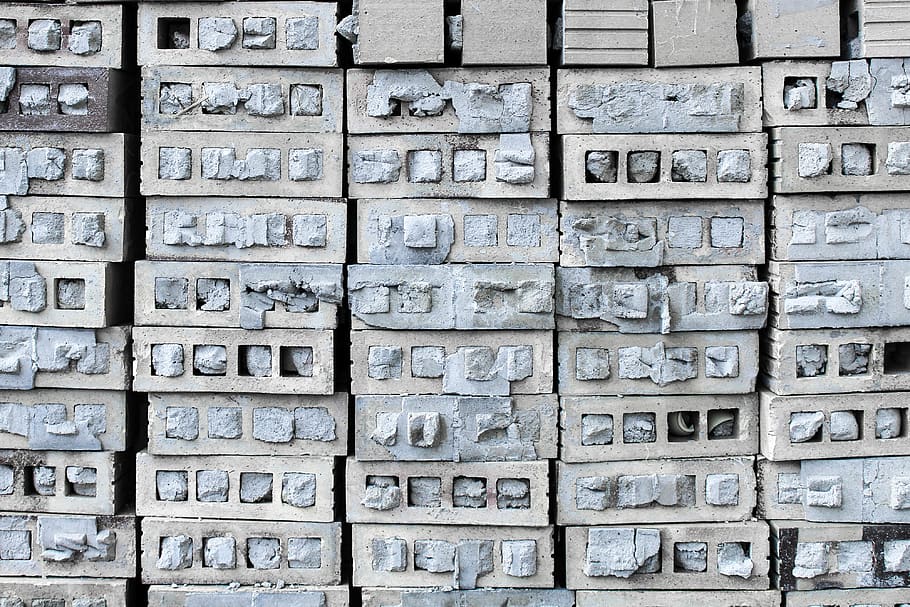 cement, blocks, industrial, gray, full frame, backgrounds, no people HD wallpaper