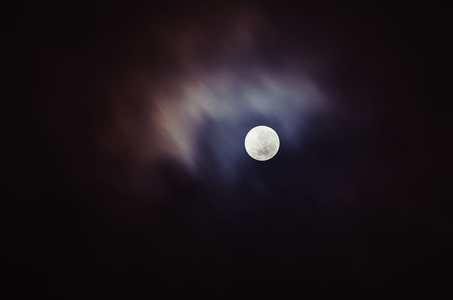 moon, star, clouds, moving clouds, night sky, night time, night photography HD wallpaper