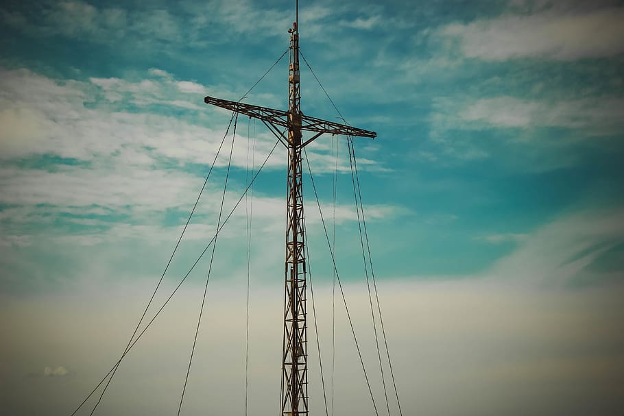 greece, corfu, cross, cloud - sky, low angle view, fuel and power generation HD wallpaper