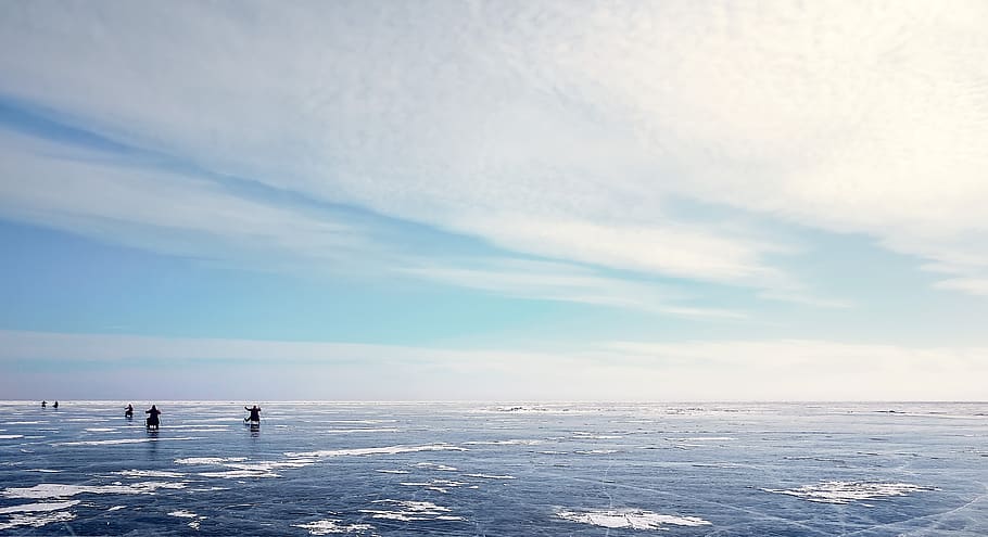 nature, waters, sky, sea, summer, lake, russia, baikalsee, winter HD wallpaper