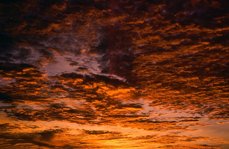 Golden Sunrays on Clouds during sunset, blue, bright, horizon HD wallpaper