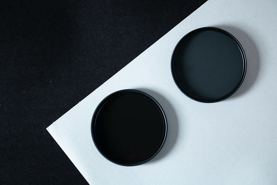 Two Round Black Cases, blank, circle, color, design, empty, equipment HD wallpaper