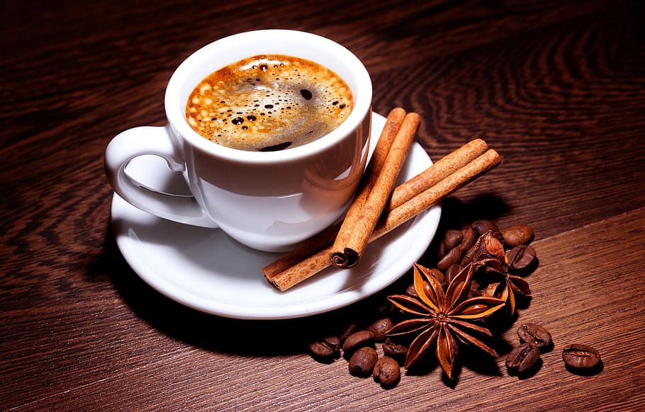 coffee, teacup, mug, grains, cinnamon, anise, star, cafe, cappuccino HD wallpaper