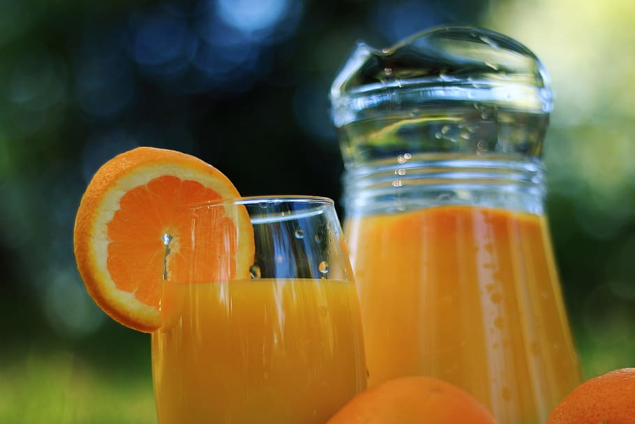 Glass and weighs detail with orange juice in nature, food and drink HD wallpaper
