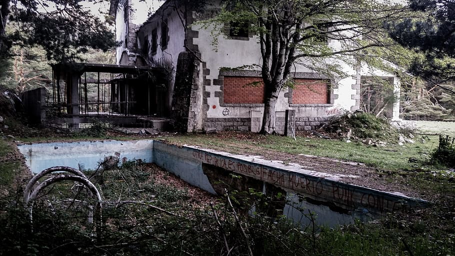 Photo of a Dilapidated Swimming Pool, abandoned, aged, architecture HD wallpaper