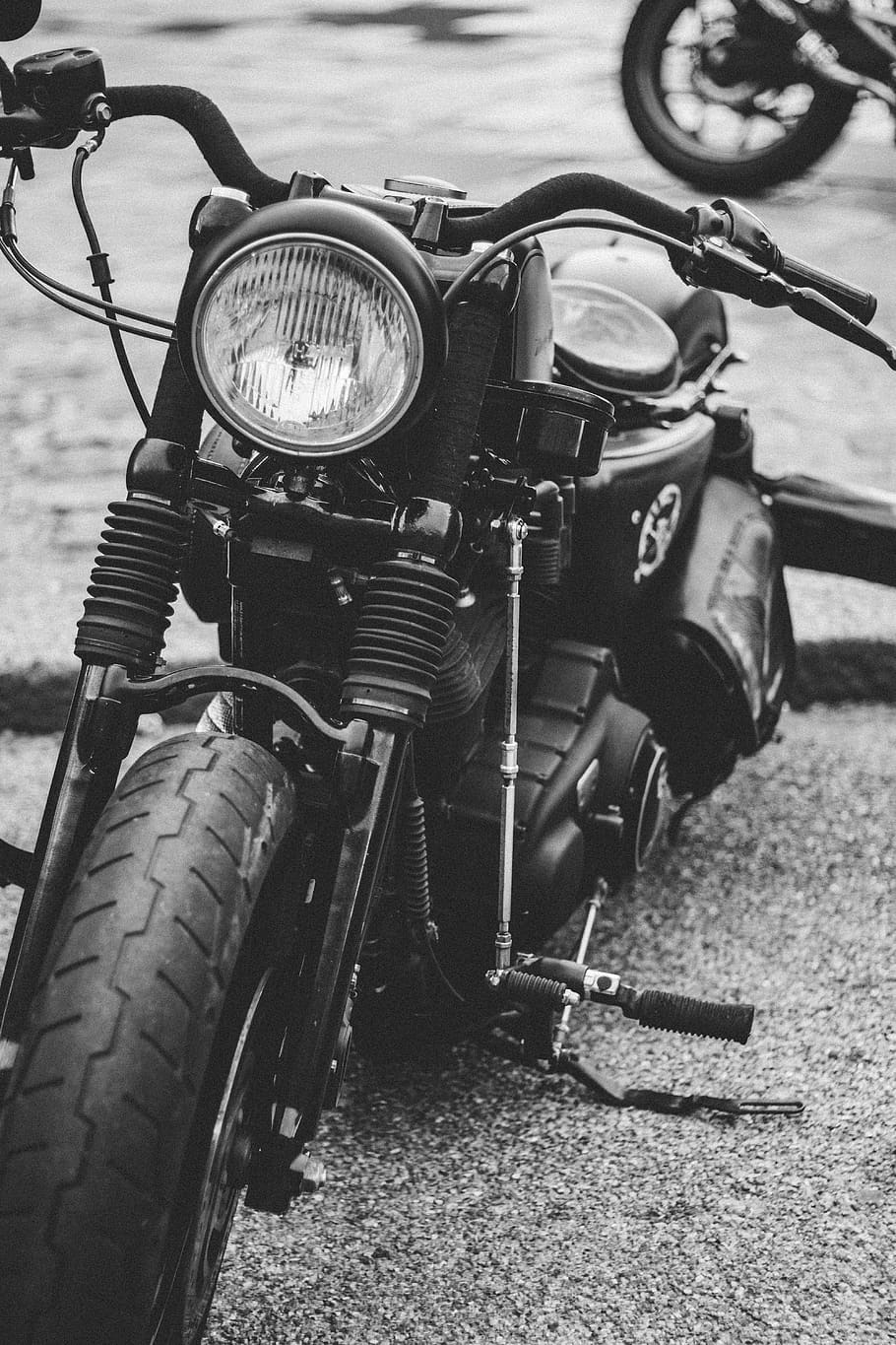 grayscale photo of cruiser motorcycle, vehicle, transportation, HD wallpaper