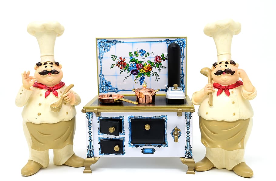chefs, stove, pan, pot, eat, kitchen, food, preparation, funny HD wallpaper