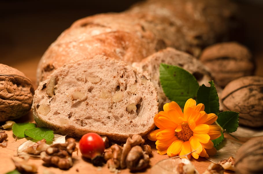 bread, nut bread, nutrition, food, vegetarian, roughage, nuts HD wallpaper