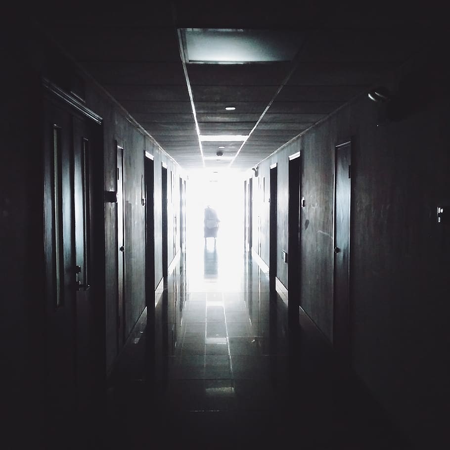 black, white, hotel, architecture, building, direction, arcade HD wallpaper