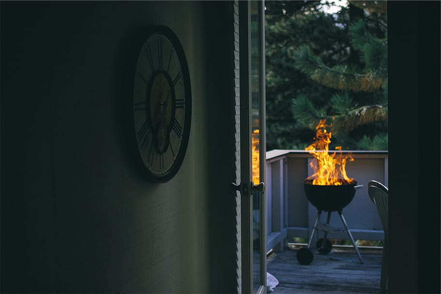 barbecue, bbq, grill, fire, flame, deck, cookout, fire - natural phenomenon HD wallpaper