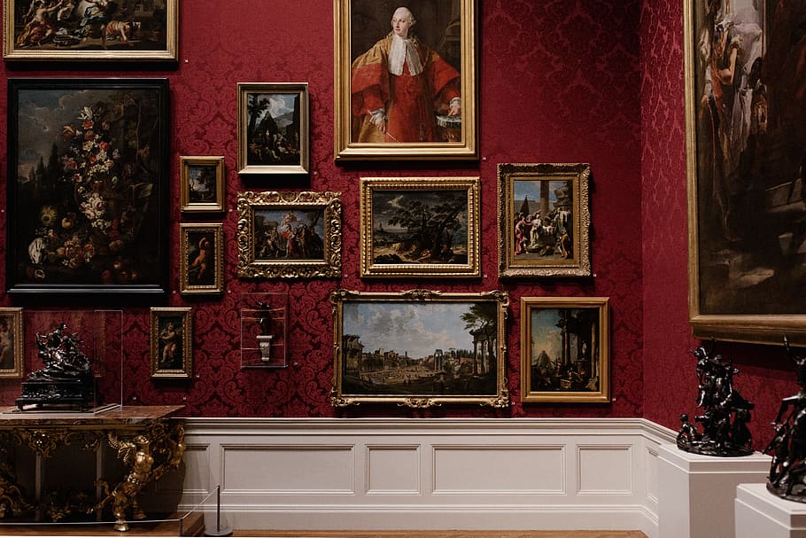 assorted picture frames on wall, architecture, indoors, art and craft HD wallpaper
