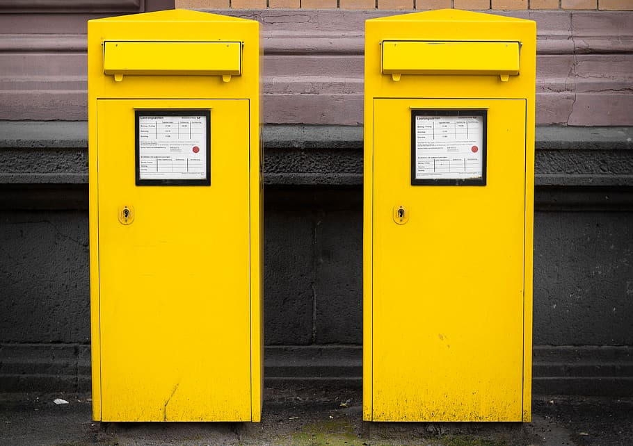 two yellow booths, communication, no people, text, architecture HD wallpaper