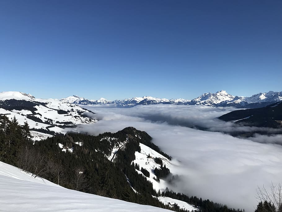 holiday, december, sky, winter, snow, cold temperature, mountain HD wallpaper