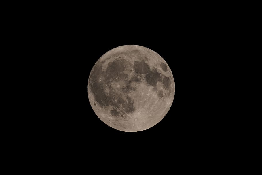 full moon, sky, night, craters, looking up, evening, black, nature HD wallpaper