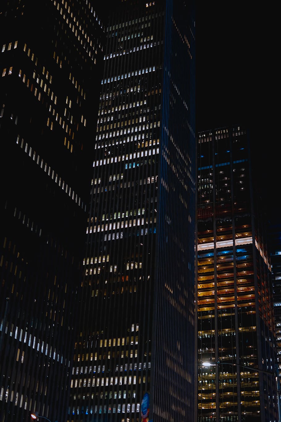high-rise buildings during night, new york, united states, town HD wallpaper
