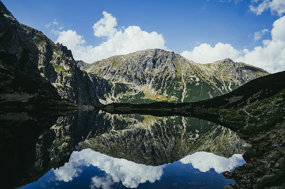 Photo of Mountains During Daytime, 4k wallpaper, clouds, environment HD wallpaper