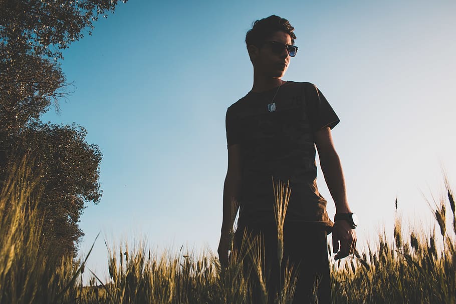 man standing on grass field, person, people, human, portrait HD wallpaper